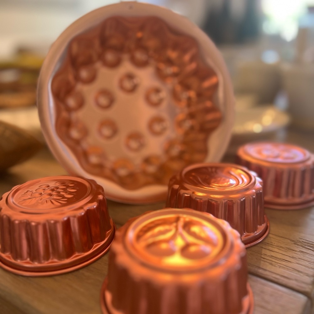 Vintage Rose Gold Tone Jello/Ice/Cake Mold Wall Hanging Kitchen Decor ~ Set of 5
